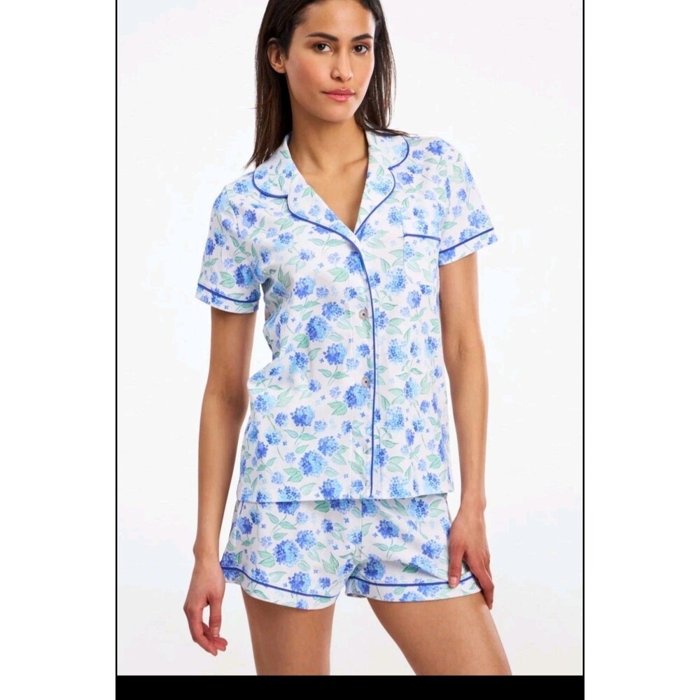 NWT Roller Rabbit Ditzy Hydrangea Polo Pajamas Blue Xl